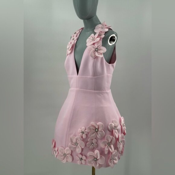 🆕 BRONX & BANCO 🧿 NWOT Estelle Floral Mini Dress, Blush Pink - Sz L US 8 - Picture 11 of 17